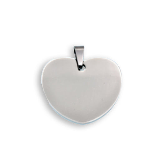Rhodium Plated Stainless Steel Wide Heart Pendant- SSP00084