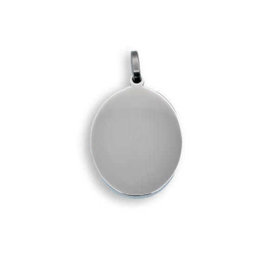 Rhodium Plated Stainless Steel Oval Pendant- SSP00087
