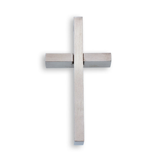Rhodium Plated Stainless Steel Matte Cross Pendant- SSP00092
