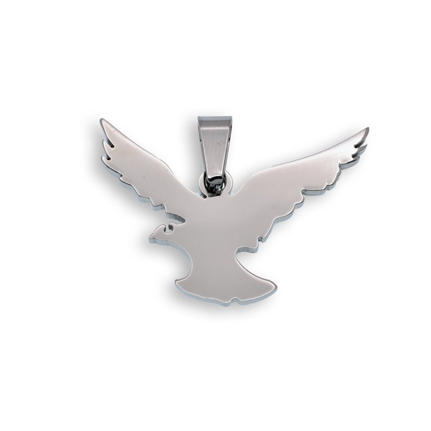 Rhodium Plated Stainless Steel Layered Soaring Eagle 38mm x 26mm Pendant - SSP00099
