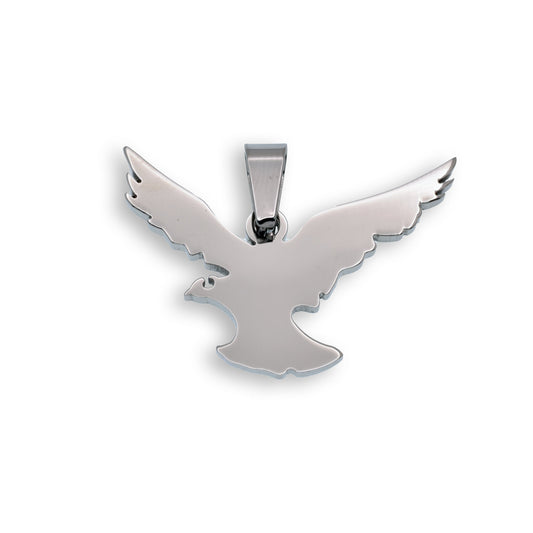 Rhodium Plated Stainless Steel Layered Soaring Eagle 38mm x 26mm Pendant - SSP00099