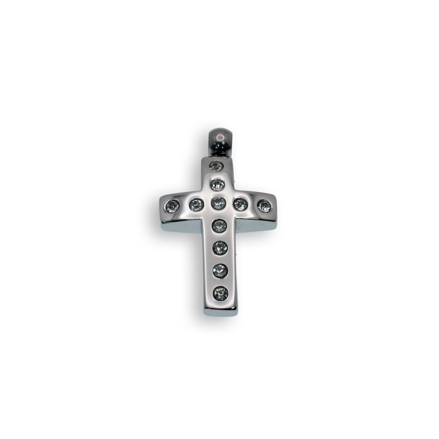 Rhodium Plated Stainless Steel CZ Cross Pendant - SSP00134