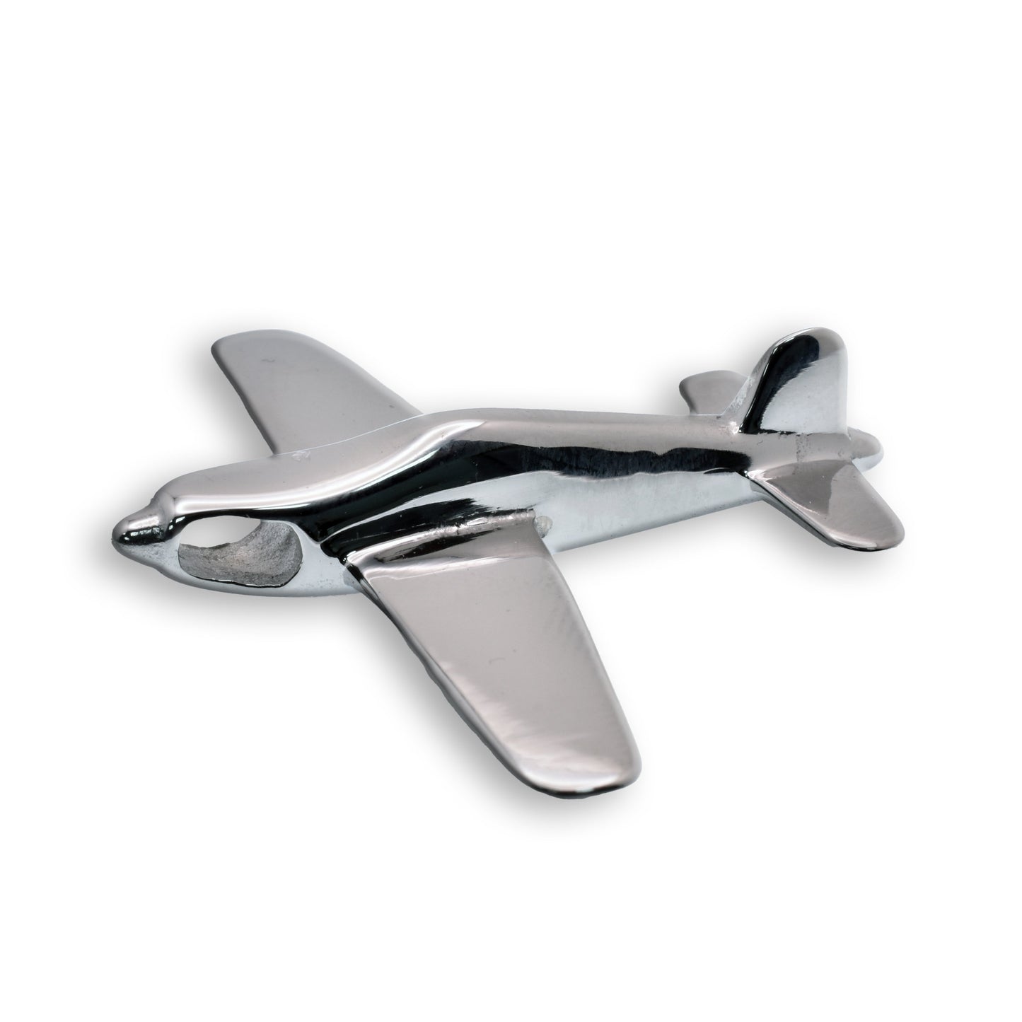 Rhodium Plated Stainless Steel Airplane 47.1mm x 41.9mm Pendant - SSP00316