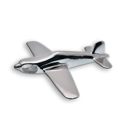 Rhodium Plated Stainless Steel Airplane 47.1mm x 41.9mm Pendant - SSP00316