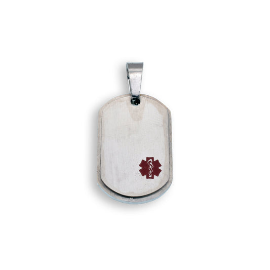 Rhodium Plated Stainless Steel Medical Dog Tag Pendant - SSP00345