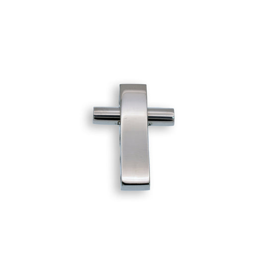 Rhodium Plated Stainless Steel Cross Pendant - SSP00352