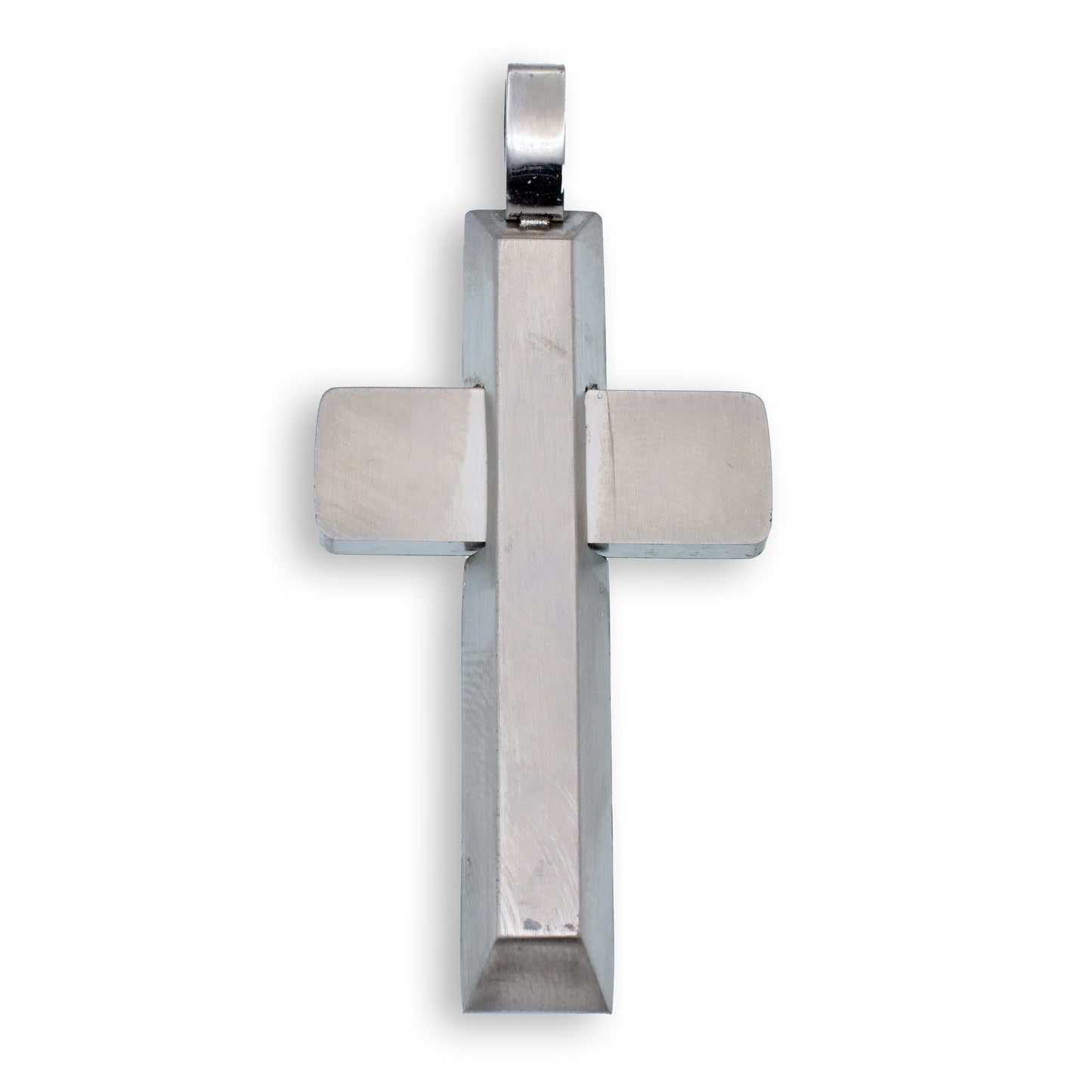Rhodium Plated Matte Finished Stainless Steel Cross Pendant - SSP00359