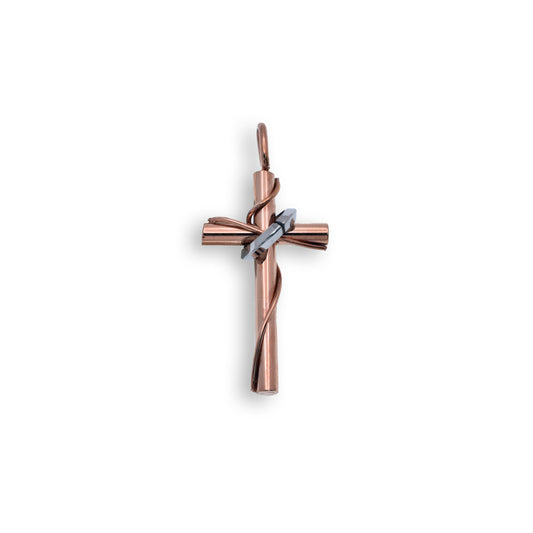 Rose Gold Stainless Steel Cross with Ring Pendant - SSP00381