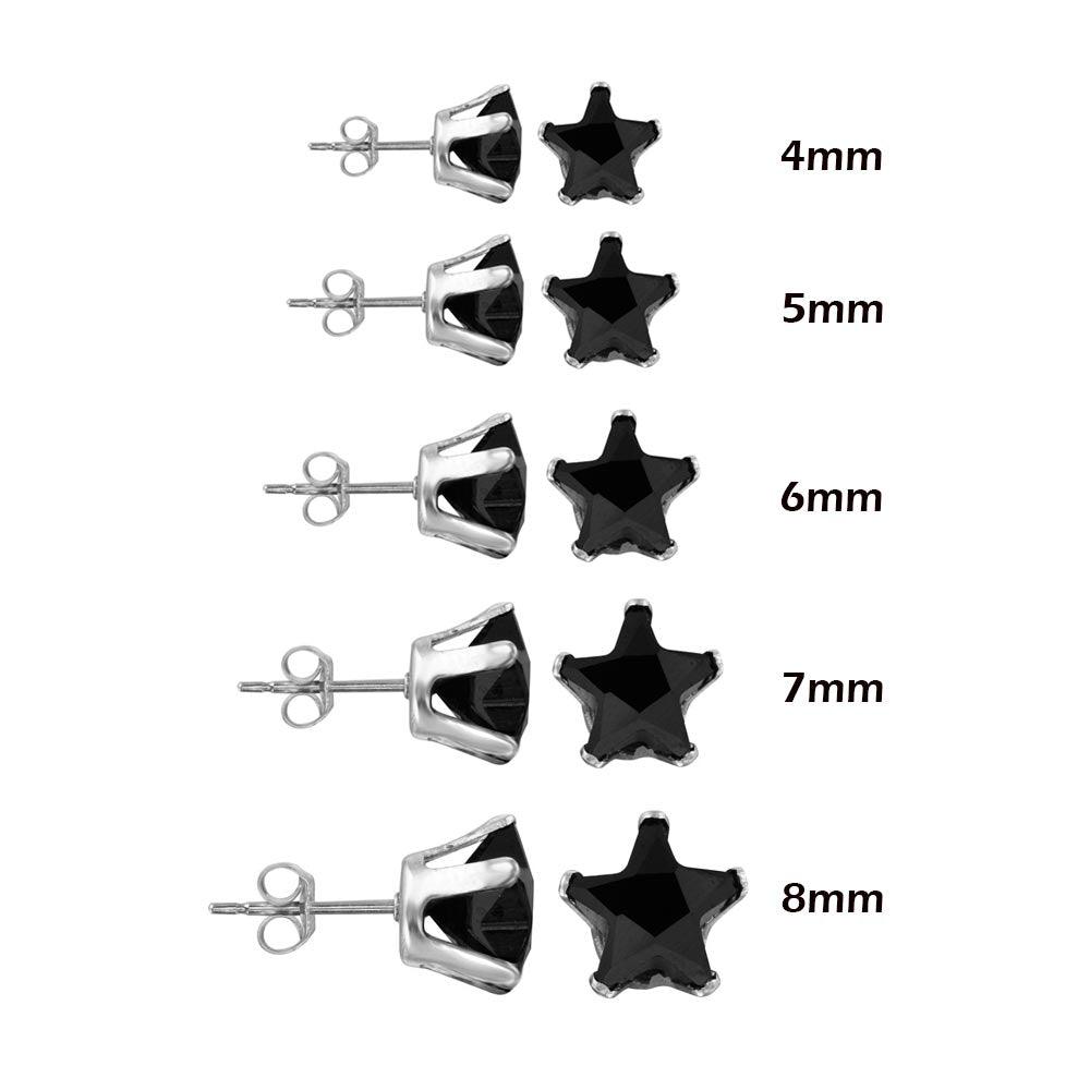 Silver 925 Snap On Black CZ Star Pendant - STUD STR BL | Silver Palace Inc.