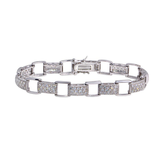 Silver 925 Rhodium Plated CZ Tennis Bracelet - STB00032 | Silver Palace Inc.