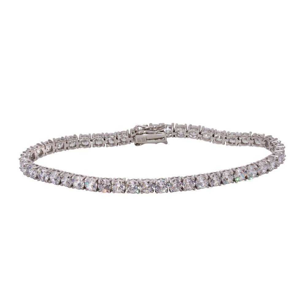 Silver 925 Rhodium CZ Tennis Bracelet - STB00565 | Silver Palace Inc.