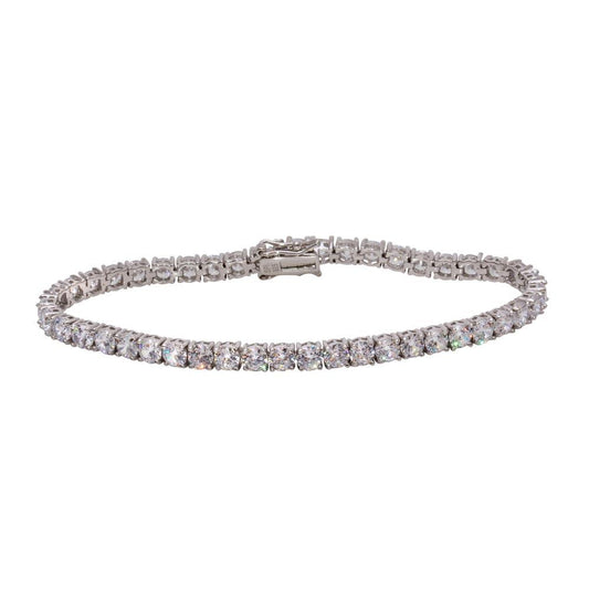 Silver 925 Rhodium CZ Tennis Bracelet - STB00565 | Silver Palace Inc.