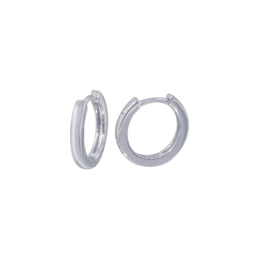 Rhodium Plated 925 Sterling Silver huggie hoop Earrings - STE01297-RH | Silver Palace Inc.