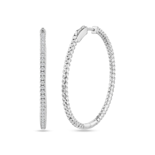 Rhodium Plated Eternity Clear CZ Hoop Earrings 40mm - STE01340 | Silver Palace Inc.