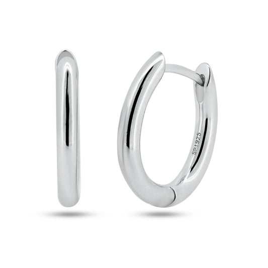 Sterling Silver Rhodium Plated Oval Hoop Earrings - STE01356RH | Silver Palace Inc.