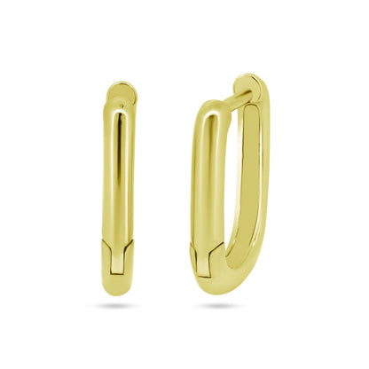 Sterling Silver Gold Plated Square Oval Hoop Earrings - STE01359GP | Silver Palace Inc.