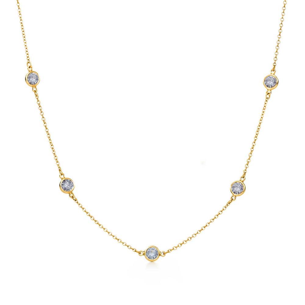Silver 925 Gold Plated Chain Necklace with CZ - STP00863GP | Silver Palace Inc.