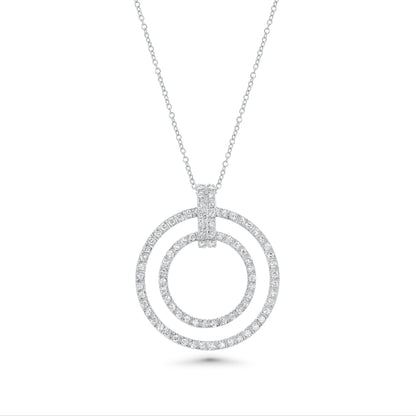 Clearance-Rhodium Plated 925 Sterling Silver Graduating CZ Circle Pendant - STP00920