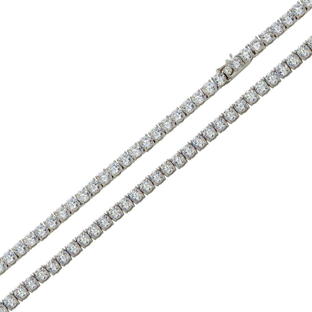 Silver 925 Rhodium Plated Round CZ Tennis Necklace 3mm - STP01709RH