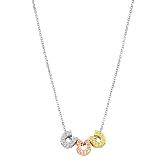 Rhodium Plated 925 Sterling Silver Multicolor Horseshoe Necklace  - STP01799 | Silver Palace Inc.