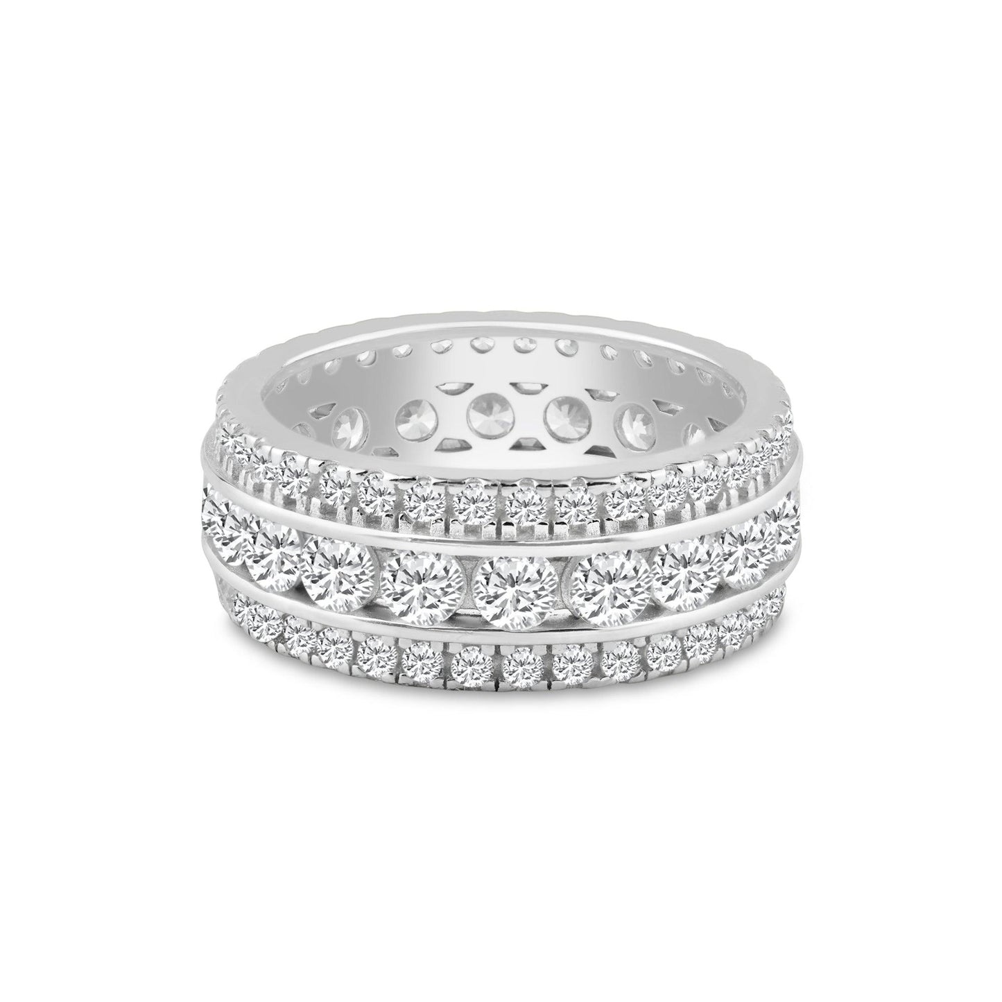 Silver Rhodium Plated CZ Eternity Channel Ring - STR00450