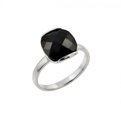 Clearance - 925 Sterling Silver Nickel Free Rhodium Plated Black CZ Ring - STR00823