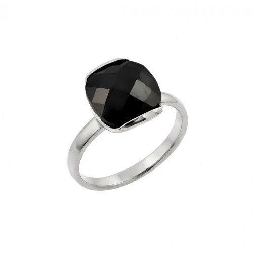 Clearance - 925 Sterling Silver Nickel Free Rhodium Plated Black CZ Ring - STR00823