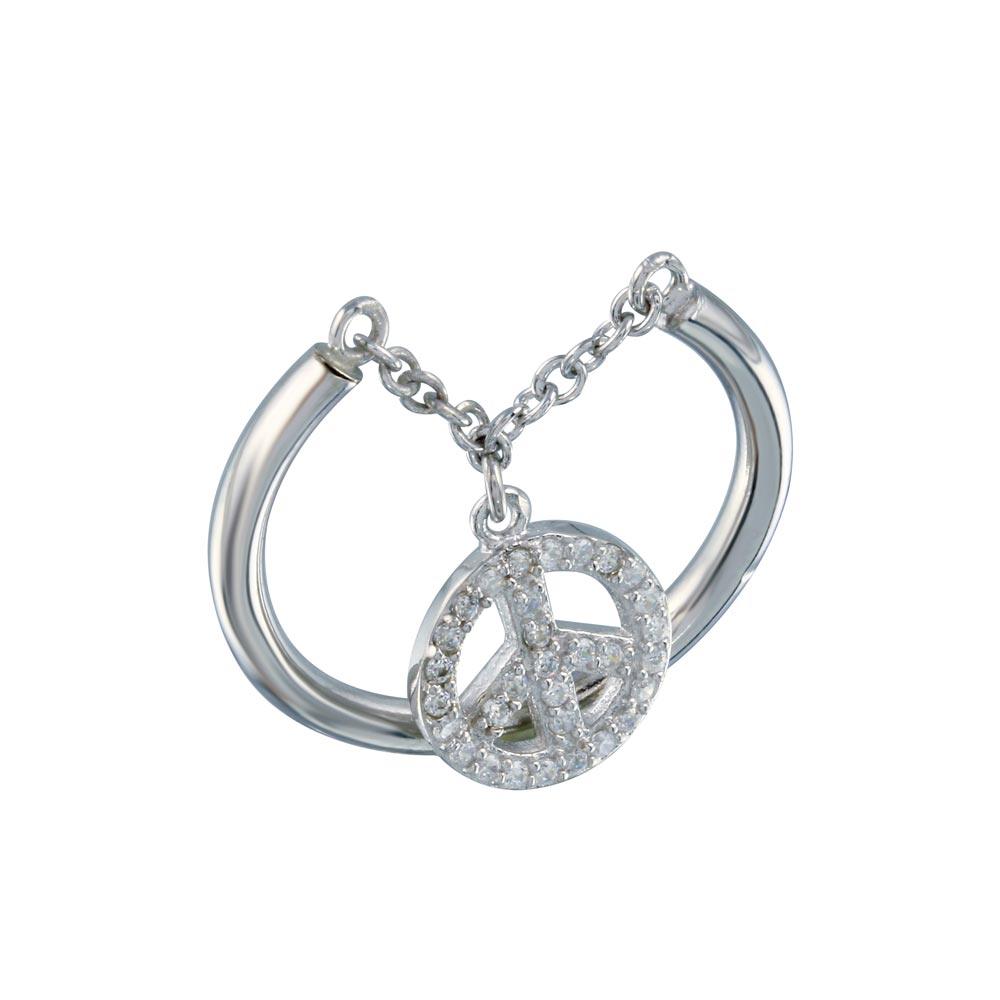 Rhodium Plated 925 Sterling Silver Peace Ring - STR01016 | Silver Palace Inc.