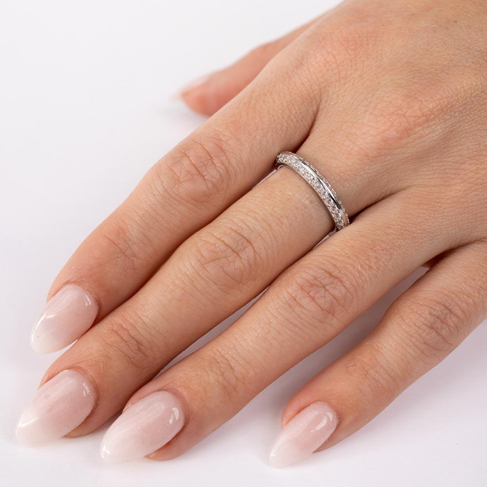 Rhodium Plated 925 Sterling Silver Eternity Pave CZ Ring - STR01123