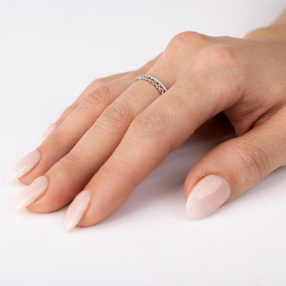Rhodium Plated 925 Sterling Silver Micro Eternity CZ Ring - STR01124
