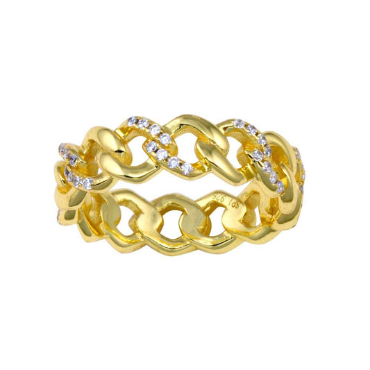 Silver 925 Gold Plated Curb Design Link Ring 5.8mm - STR01129GP | Silver Palace Inc.