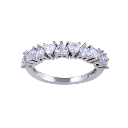 Rhodium Plated 925 Sterling Silver Multi Heart CZ Ring  - STR01132RH | Silver Palace Inc.