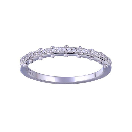 Rhodium Plated 925 Sterling Silver Half Eternity Clear CZ Ring - STR01154 | Silver Palace Inc.
