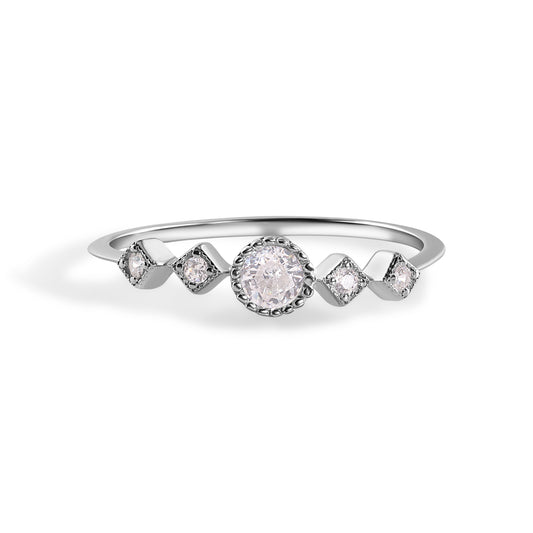 925 Sterling Silver Nickel Free Rhodium Plated Pave Clear CZ Ring - STR01174