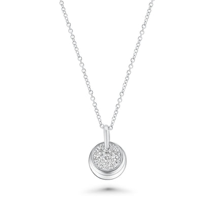 Clearance-Silver 925 Rhodium Plated Micro Pave Oval Circle CZ Dangling Hook Earring and Necklace Set - STS00034