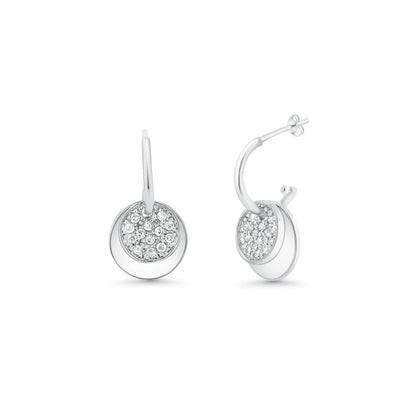 Clearance-Silver 925 Rhodium Plated Micro Pave Oval Circle CZ Dangling Hook Earring and Necklace Set - STS00034