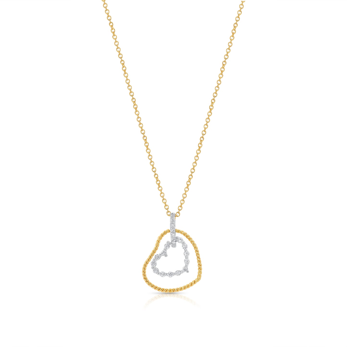 Clearance-Gold Plated 925 Sterling Silver Double Heart Dangle CZ Sets - STS00138