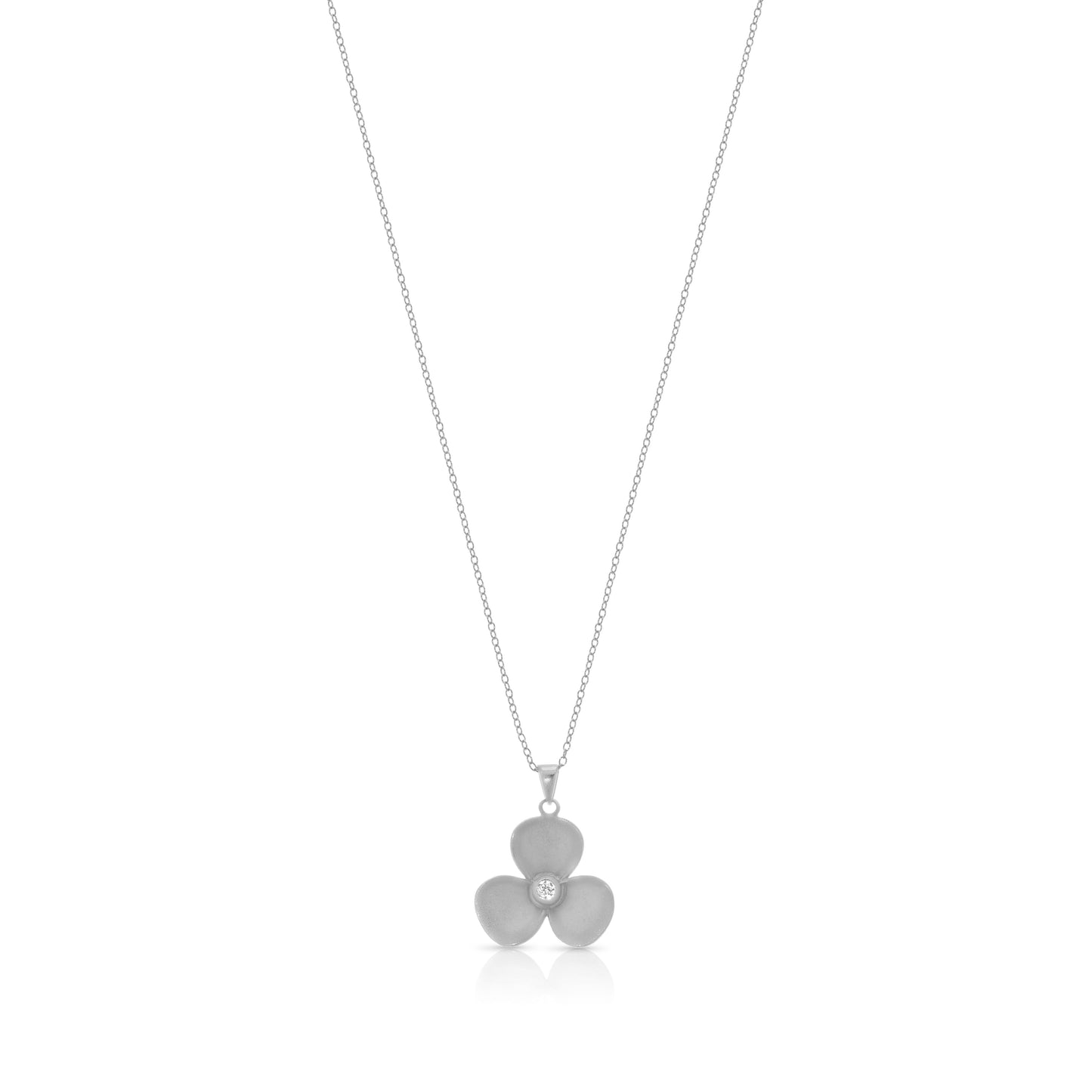 Clearance-Silver 925 Rhodium Plated Flower CZ Hook Earring and Necklace Set - STS00243