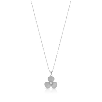 Clearance-Silver 925 Rhodium Plated Flower CZ Hook Earring and Necklace Set - STS00243