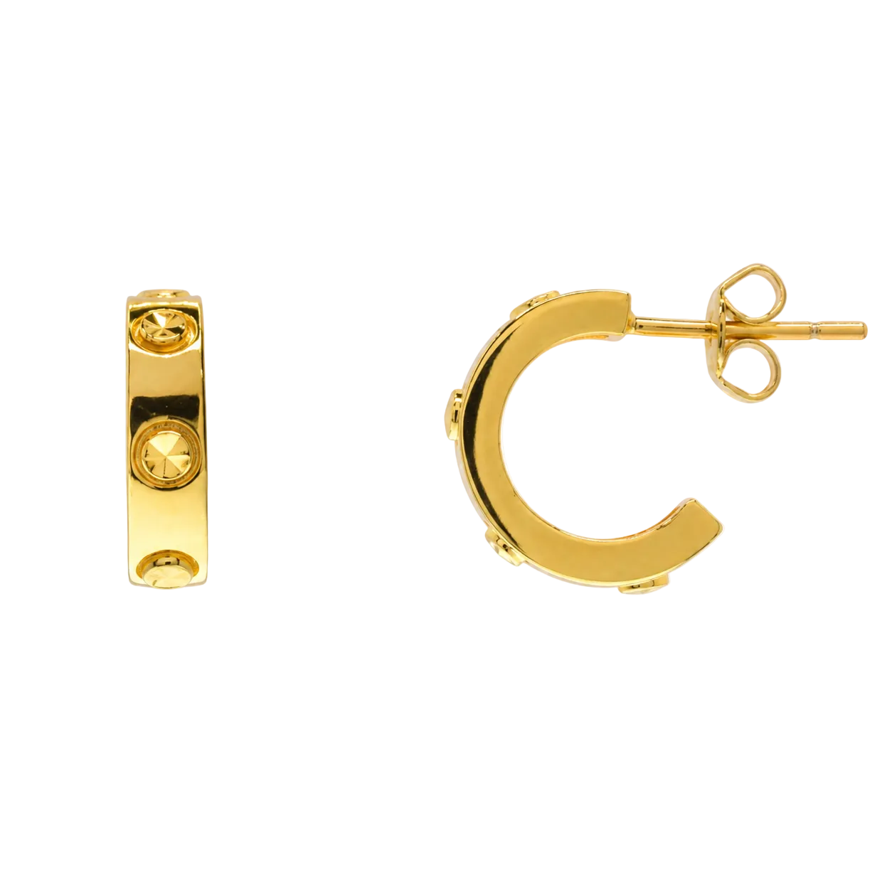 Gold Plated 925 Sterling Diamond Cut Screw Detail Stud Earrings - TGE00036GP