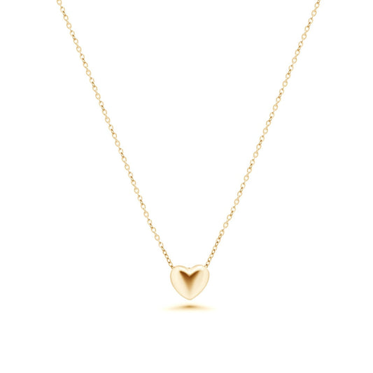 Gold Plated 925 Sterling Silver 9.6mm x 7.5mm Heart Adjustable Necklace - TGN00001GP