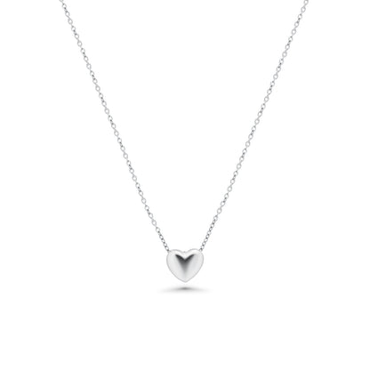 Rhodium Plated 925 Sterling Silver 9.6mm x 7.5mm Heart Adjustable Necklace - TGN00001