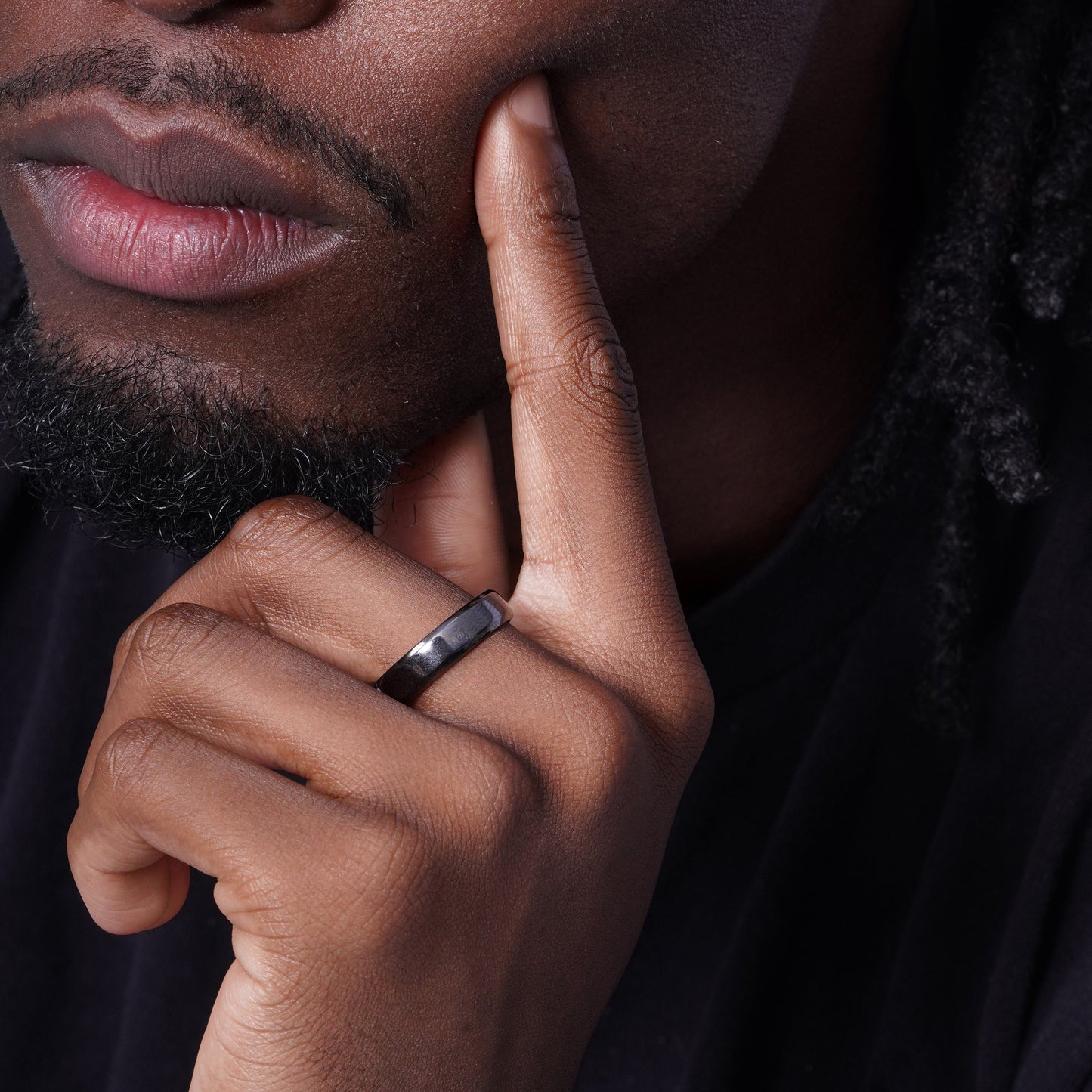 Black Rhodium Plated 925 Sterling Silver Men's Plain Band 5.6mm Ring - TGR00002