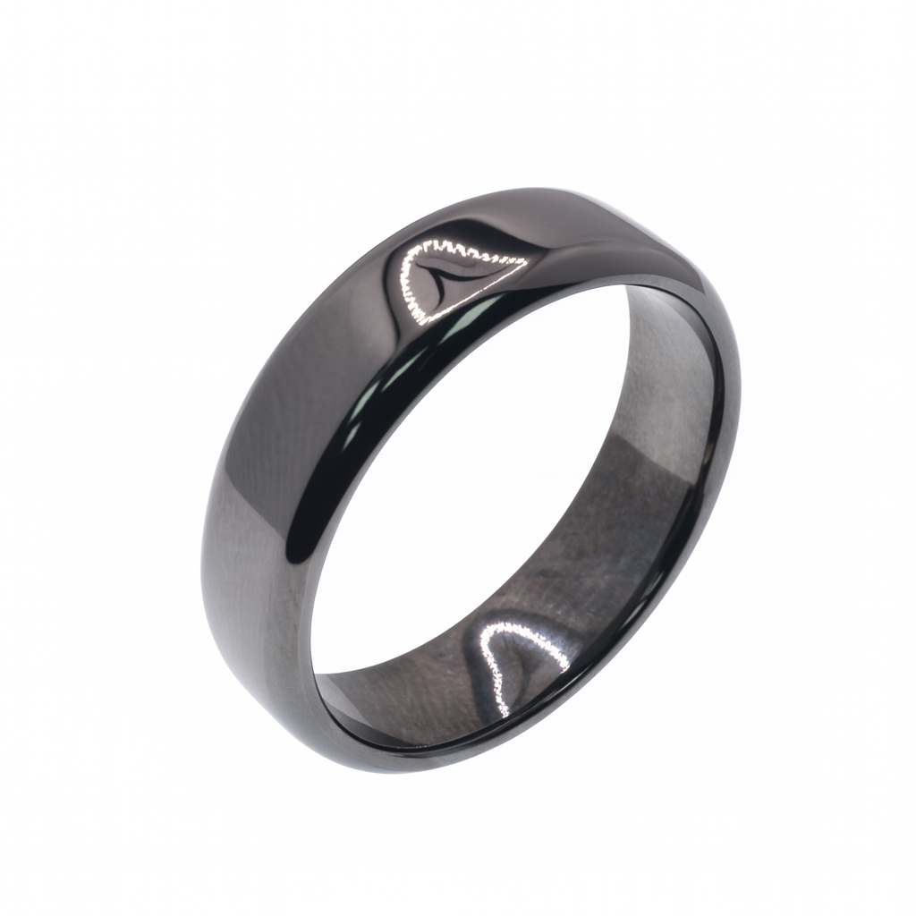 Black Rhodium Plated 925 Sterling Silver Men's Plain Band 5.6mm Ring - TGR00002