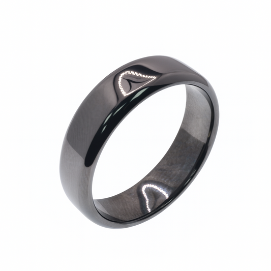 Black Rhodium Plated 925 Sterling Silver Men's Plain Band 5.6mm Ring - TGR00002