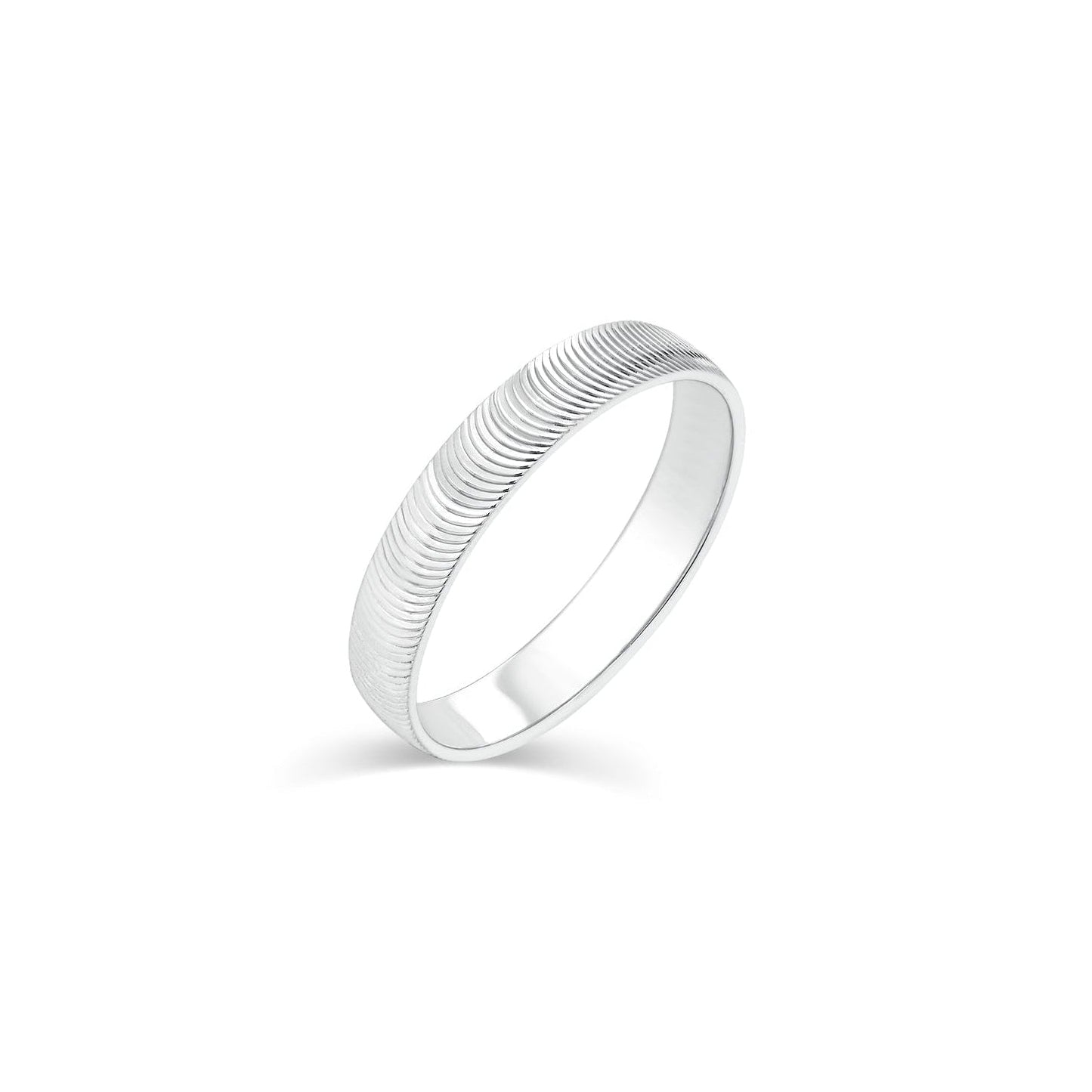 Rhodium Plated 925 Sterling Silver Textured Open Cuff 3.6mm Ring - TGR00025