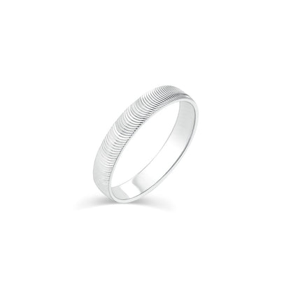 Rhodium Plated 925 Sterling Silver Textured Open Cuff 3.6mm Ring - TGR00025