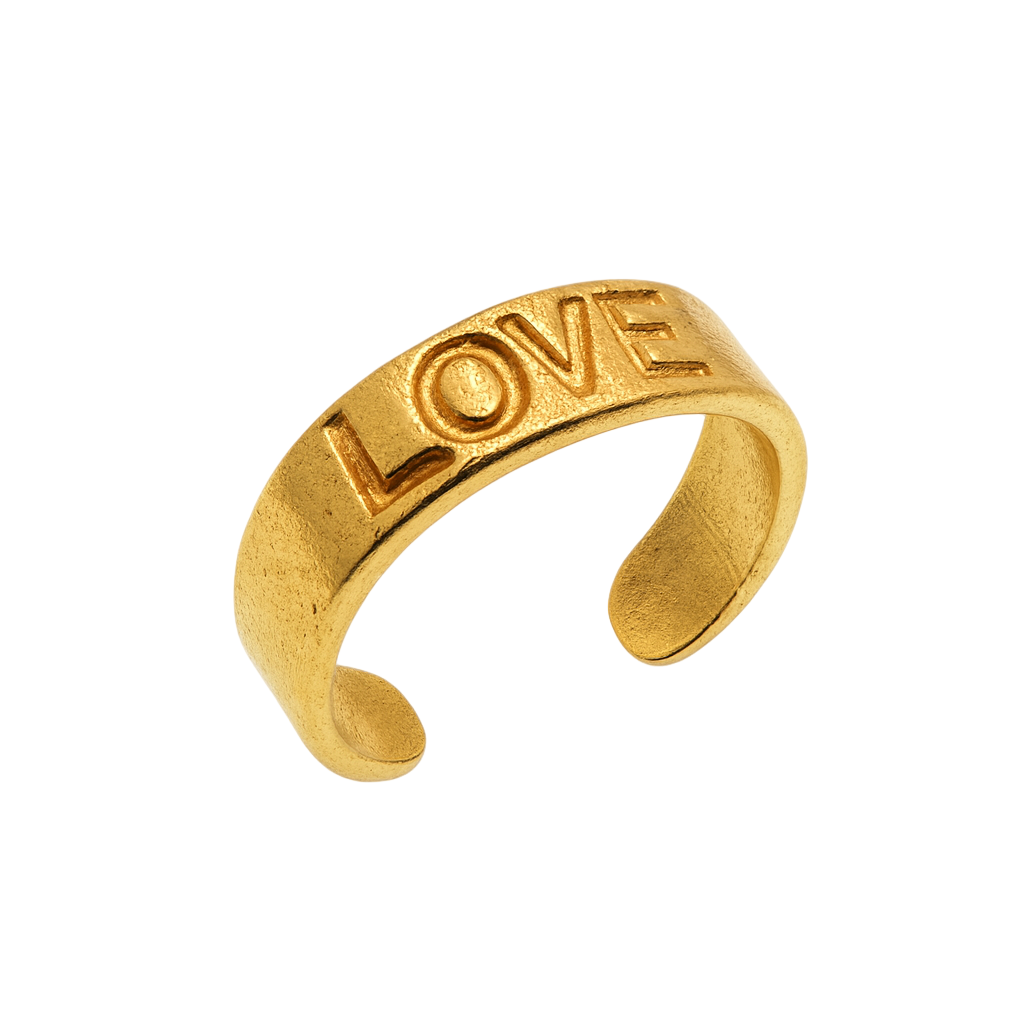 Gold Plated 925 Sterling Silver Adjustable Love Toe Ring - TR329