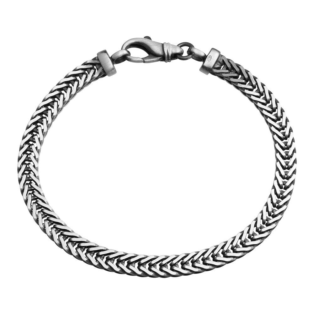 925 Sterling Silver Hand Made Gun Metal Finish Braided Bracelet 5.6mm - VGB4 | Silver Palace Inc.