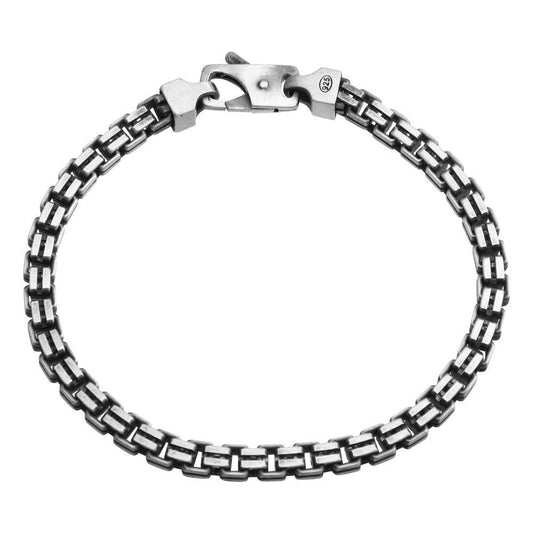 925 Sterling Silver Hand Made Gun Metal Finish Double Box Chain Bracelet 4.7mm - VGB6 | Silver Palace Inc.